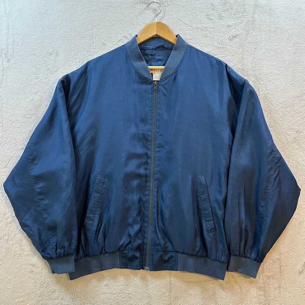 Vintage Montage Pour Homme Men’s Large Silk Blue Full Zip Lined Bomber Jacket